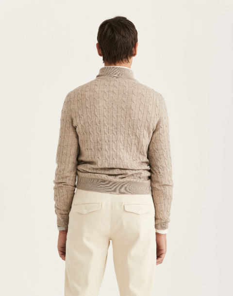 Merino Cable John Zip, Khaki Khaki