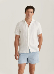 Short Sleeve Linen Shirt Hvit