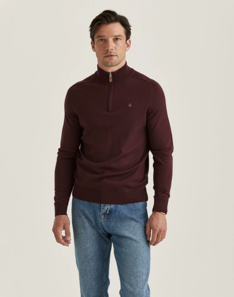 Merino John Zip, Wine Red Burgunder