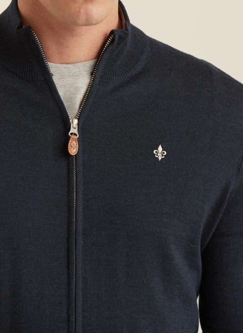 Merino Zip Cardigan Marine