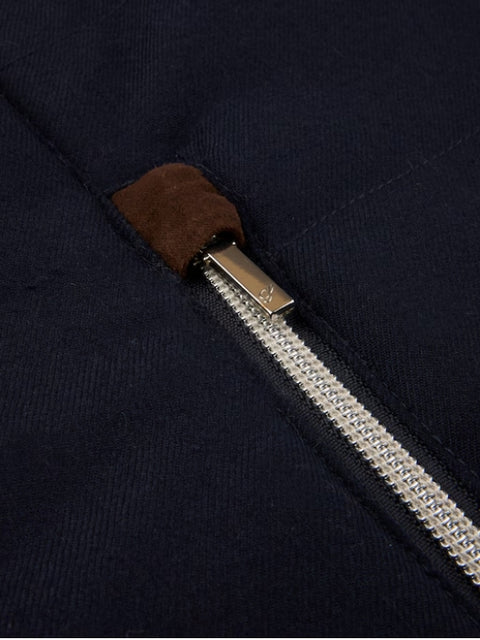 Vest zip Alcantara wool Marine