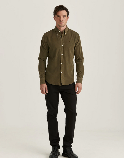 Douglas Cord Shirt Slim Oliven