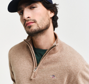 Superfine Lambswool Half Zip Beige/Khaki