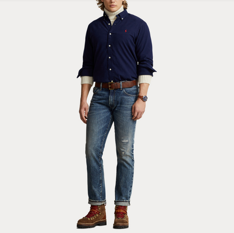 SHIRT BRUSHED FLANNEL Mørkeblå