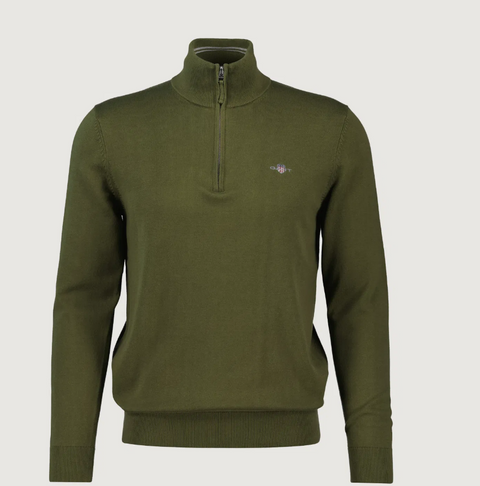Classic cotton half zip Grønn