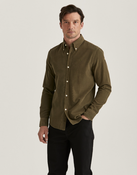 Douglas Cord Shirt Slim Oliven