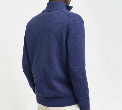 Casual Cotton Zip Cardigan Blå