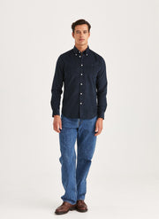 Douglas Cord Shirt Slim, Blue Mørkeblå