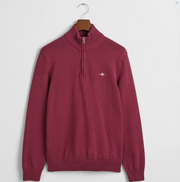 Casual cotton 1/2 zip Burgunder