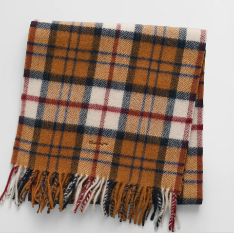 Herringbone Wool Scarf, Brown Brun