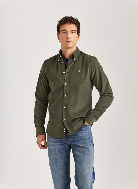 Douglas Cord Shirt Slim, Olive Oliven