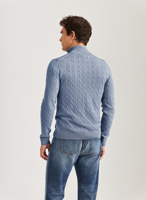 Merino Cable John Zip, 56 Blå