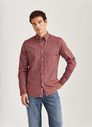 Watts Flannel Shirt, Wine Red Mørkerød