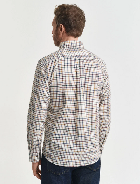 Reg twill Check shirt Beige
