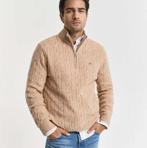 Lambswool cable HZ Lysebrun