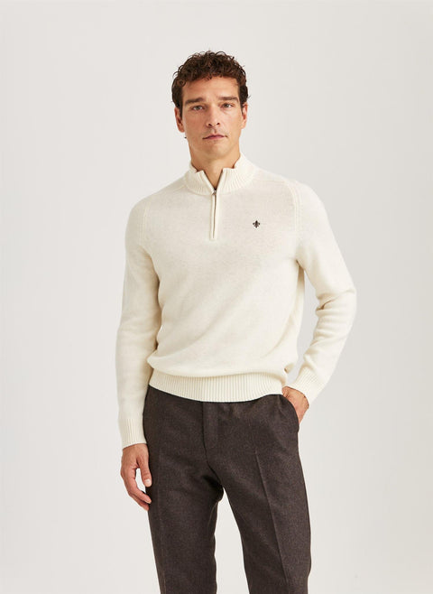 New Hertford Half Zip, 02 Off-White