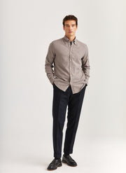 Twill Flannel Shirt, Classic Fit Brun