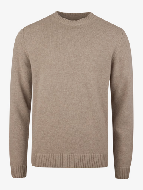 Sweather knitted crew neck merino Lysebrun