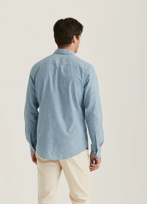 Chambray Shirt slim Blå