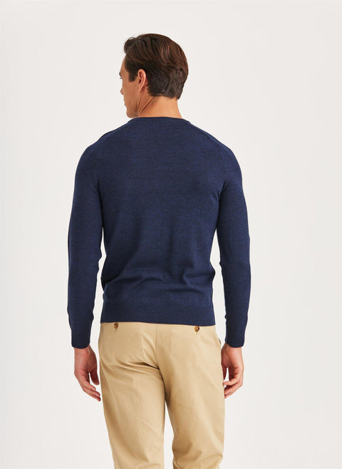 Merino Oneck Blue Mørkeblå