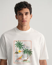 Hawaii Printed Graphic SS T-Shirt Off-White
