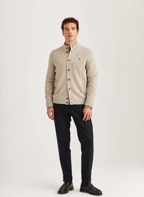 Hertford Button Cardigan, Khaki Khaki