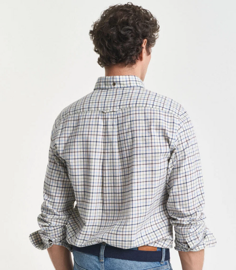 Reg twill Check shirt Blå