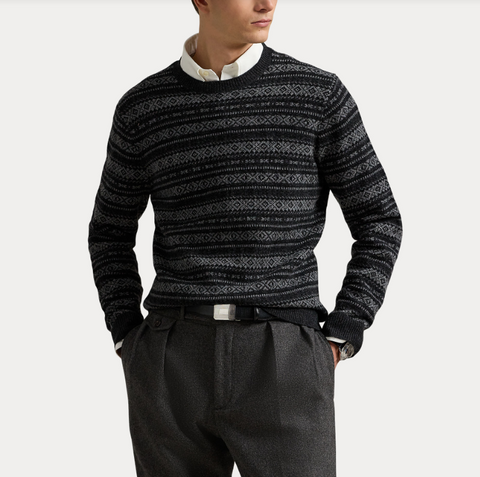 Fair isle wool sweater Koksgrå