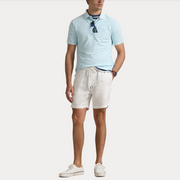 Mineral  dyed mesh polo shirt Turquoise/Aqua