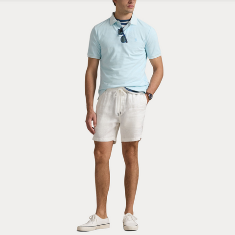 Mineral  dyed mesh polo shirt Turquoise/Aqua