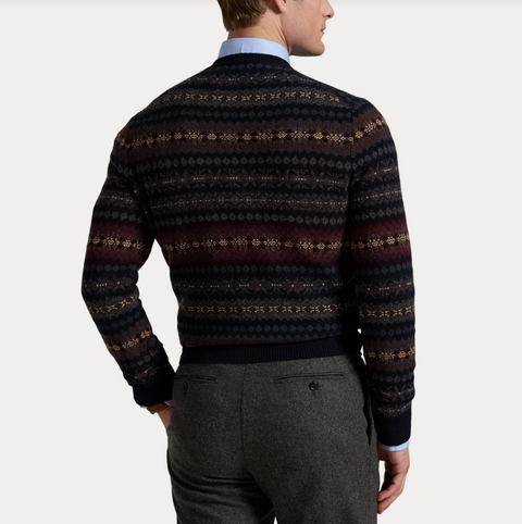 Fair Isle Wool Sweater, Blue Blå