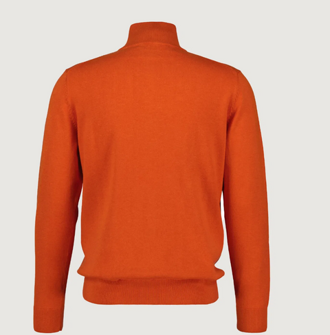 Classic cotton half zip Oransje