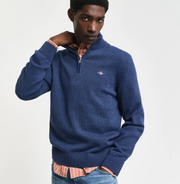 Casual cotton Halfzip Blå