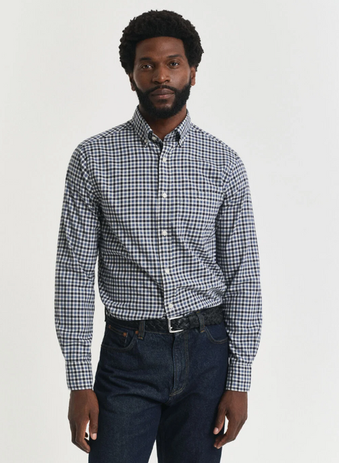 Reg twill gingham shirt Blå