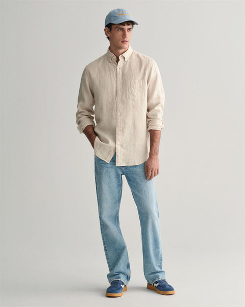 Linen Shirt Houndstooth, 277 Beige/Khaki
