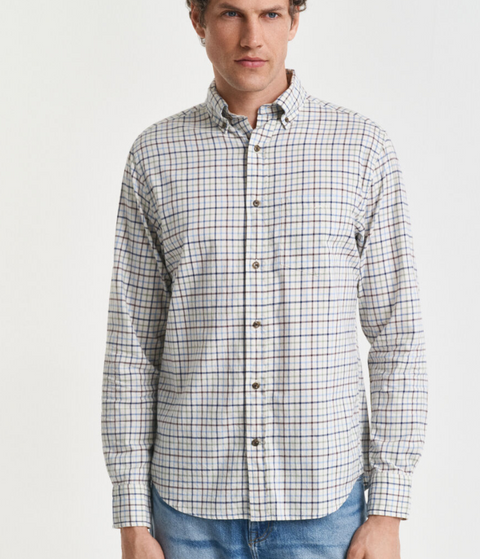 Reg twill Check shirt Blå