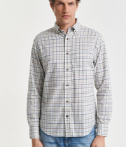 Reg twill Check shirt Blå