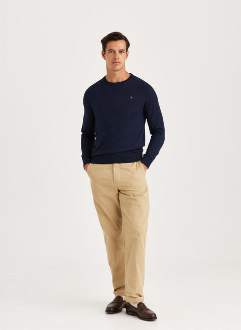 Merino Oneck Blue Mørkeblå