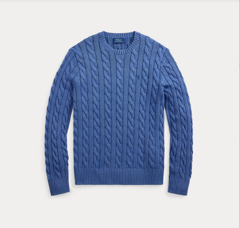 CABLE-KNIT GARMENT-DYED Blå