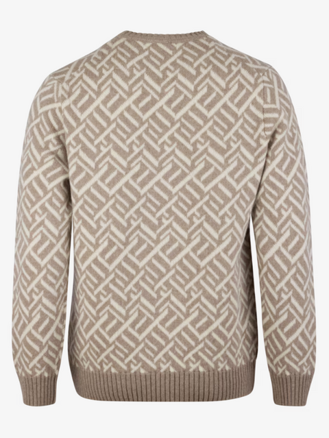 Knitted pattered merino wool Lysebrun