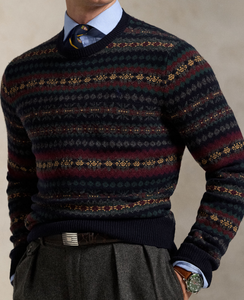 Fair Isle Wool Sweater, Blue Blå