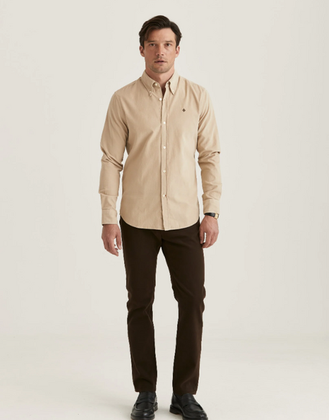 Douglas Cord Shirt Slim, Khaki Khaki