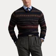 Fair Isle Wool Sweater, Blue Blå