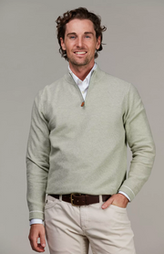 HALF ZIP STRUCTURE KNIT, GREEN Grønn