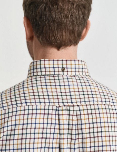 Reg twill Check shirt Beige