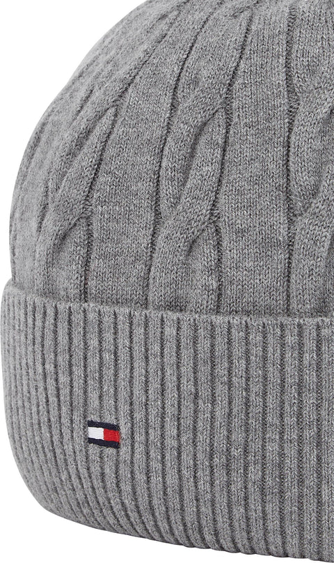 Th Flag Cable Knit Beanie Grå