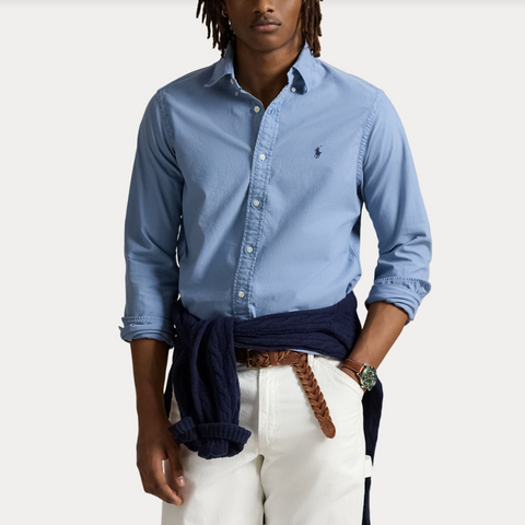 GARMENT-DYED OXFORD SHIRT Lyseblå