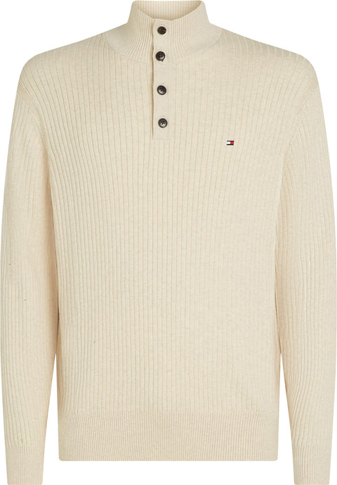 Pima Ctn Cash Structure Btn Mock Beige