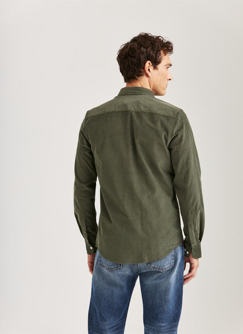 Douglas Cord Shirt Slim, Olive Oliven