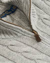 Half Zip Cotton Cable Grå